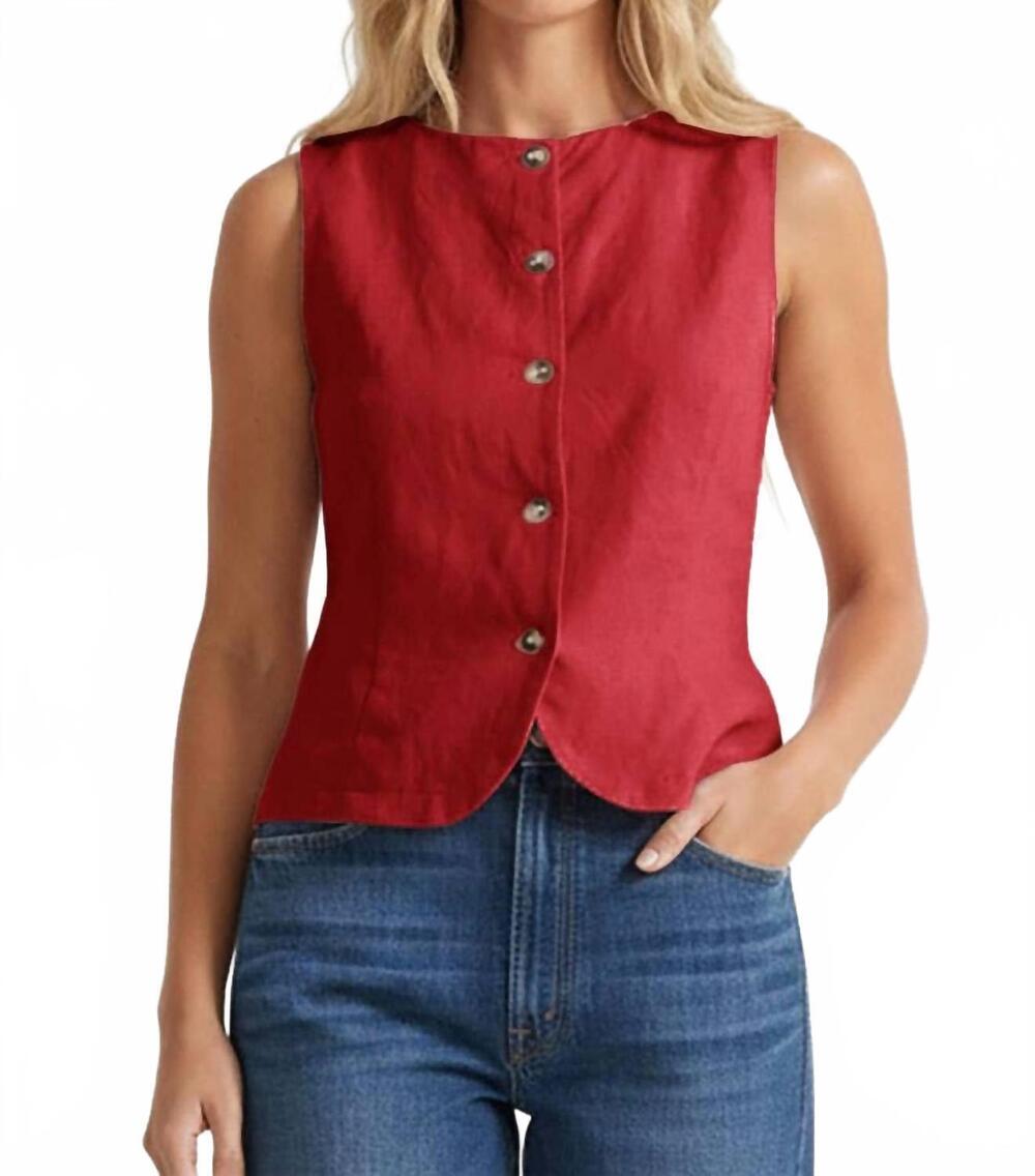 NEW NAKED ZEBRA sleeveless woven vest in red
